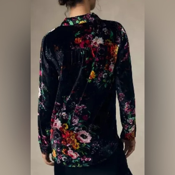 Anthropologie Pilcro Hadley Relaxed Velvet Button Down Shirt Size S EUC - Picture 2 of 10